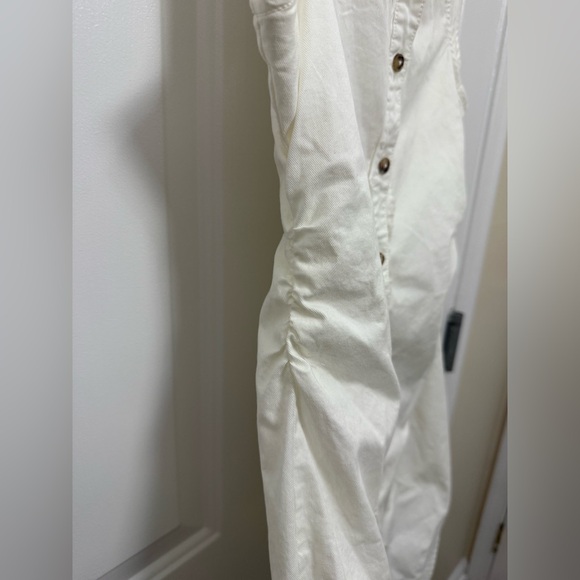 NWT Anthropologie Pilcro White Denim Button Up Sleeveless Dress Size 4 Ruched - Picture 7 of 14